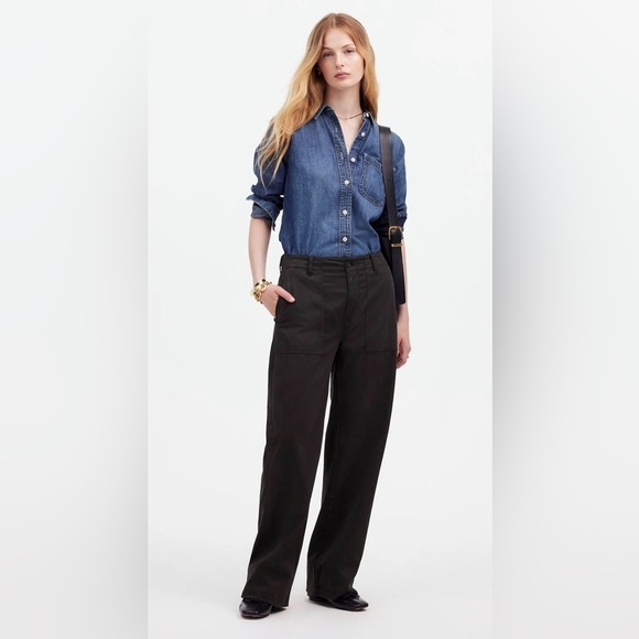 NEW Madewell Low-Slung Baggy Utility Pants in Almost Black, 4-Pockets, Size 27 - Picture 2 of 16